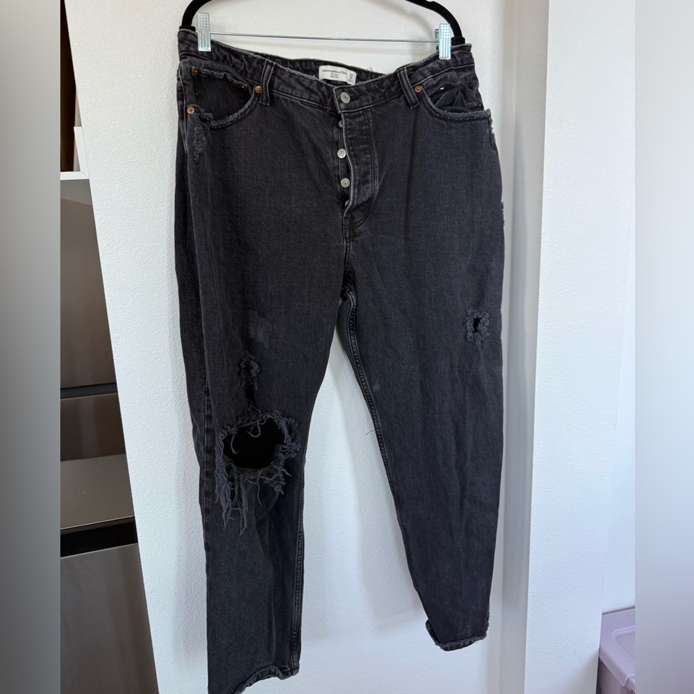 Abercrombie & Fitch Dark Wash Dad High Rise Curve Love Denim Jeans